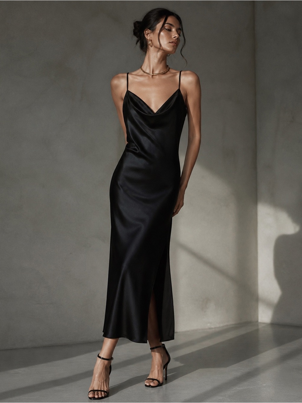 Banana Republic Black Satin Slip Dress NWT Size S Elegant Minimal Chic